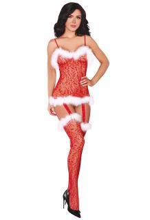 LC Catriona bodystocking christmas red