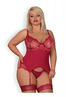 OB Rosalyne corset & thong red Size Plus