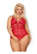 OB 838-TED-3 teddy opencrotch red Size Plus